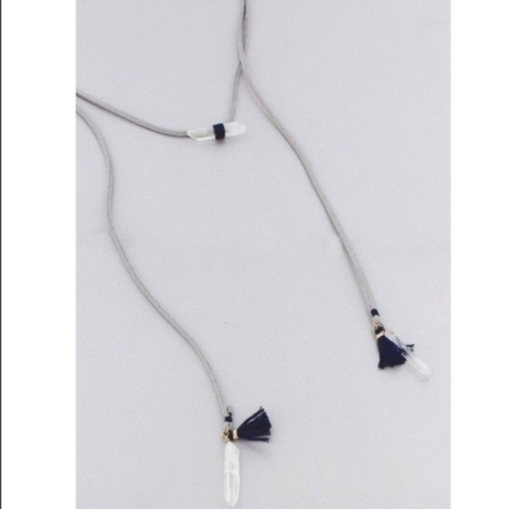 🌴 Leather Cord Healing White Quartz Tassel Wrap